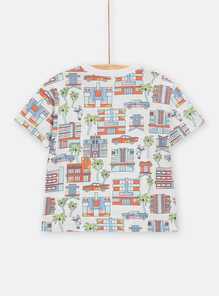 T-shirt blanc imprimé ville pour garçon
