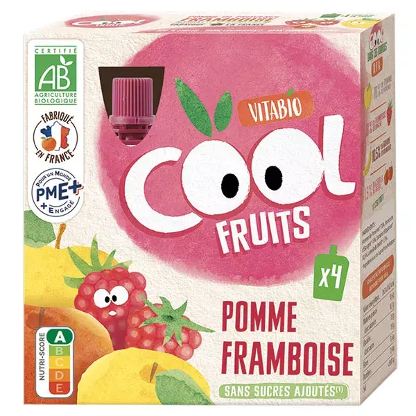 Vitabio Cool Fruits Maçã Framboesa Acerola Orgânica 4 x 90g