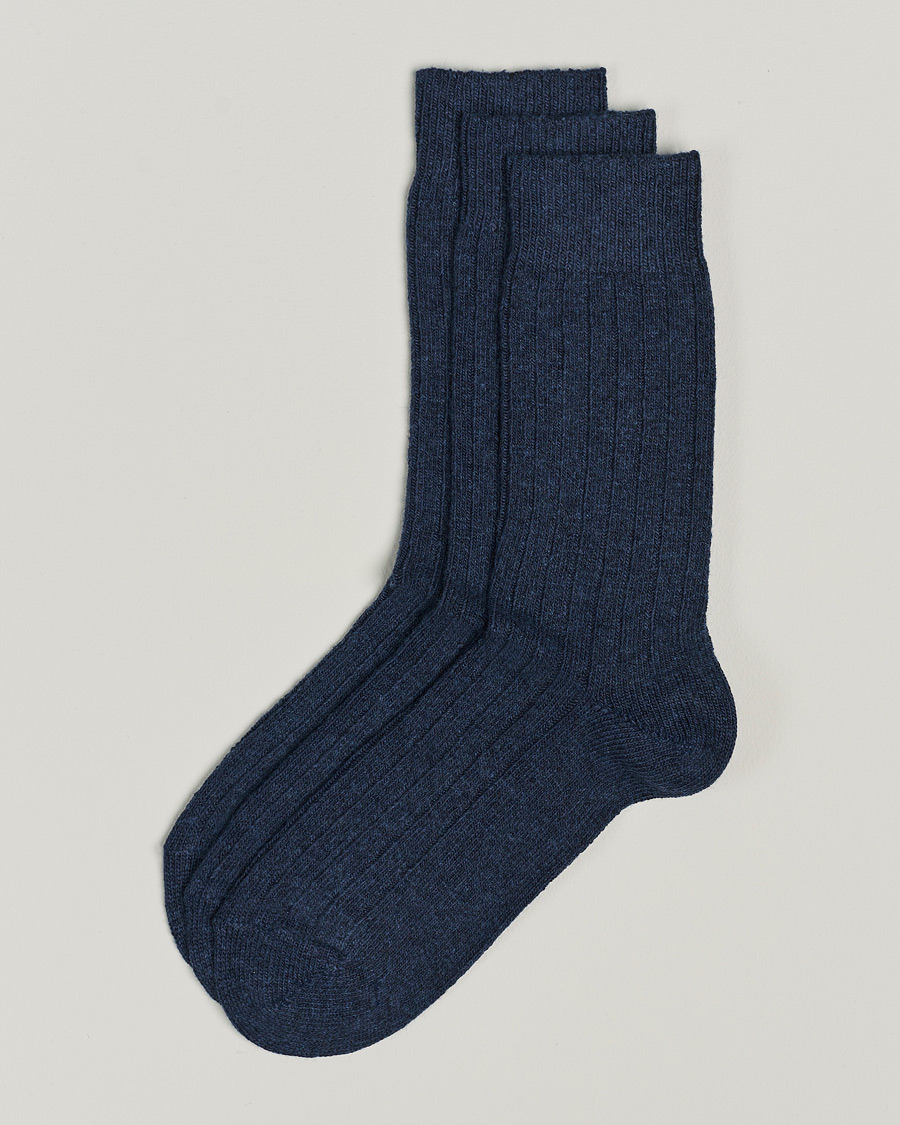 Amanda Christensen 3-Pack Supreme Wool/Cashmere Sock Dark Blue Melange