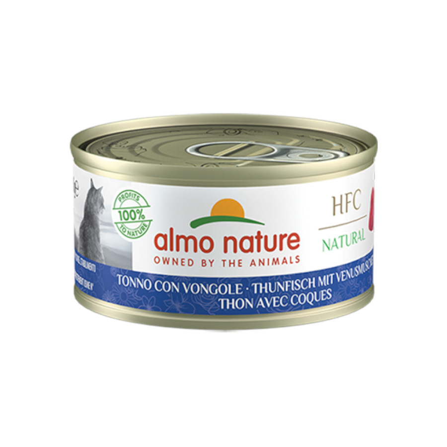 Almo Nature HFC Atum e Amêijoas em lata, 70g, para gatos.