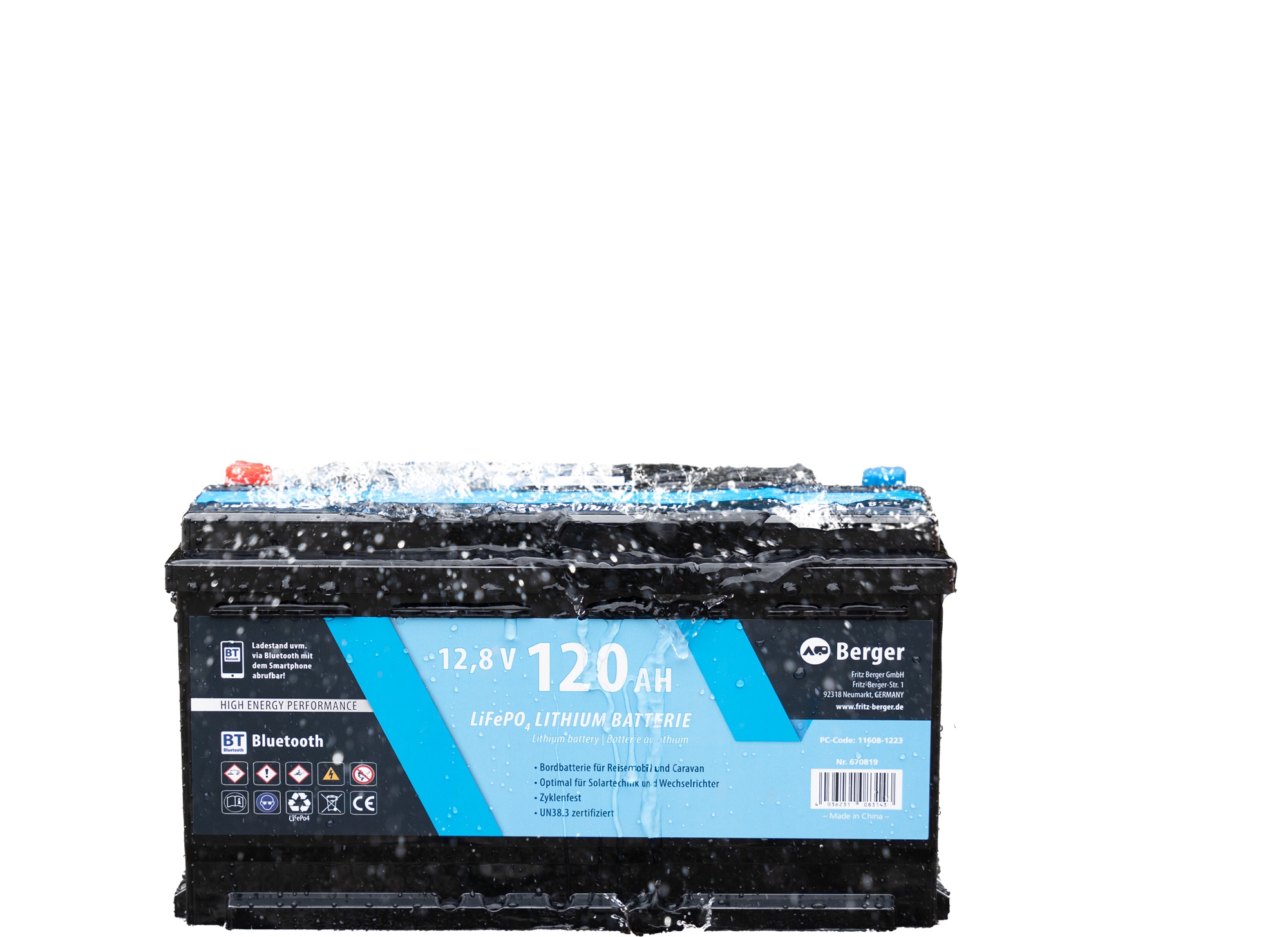 Berger LiFePO4 Lithium Batterie 120 Ah 12 V mit Bluetooth