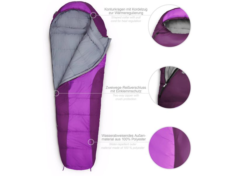 Where tomorrow Mumienschlafsack Polyester, Lila Schlafsack für eine Person