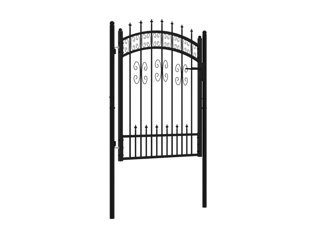Portail et sommet de lance Noir 103x175 cm Acier enduit poudre
