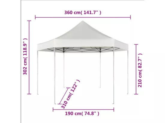 Chapiteau hexagonal pliable Gris 3,6x3,1 m