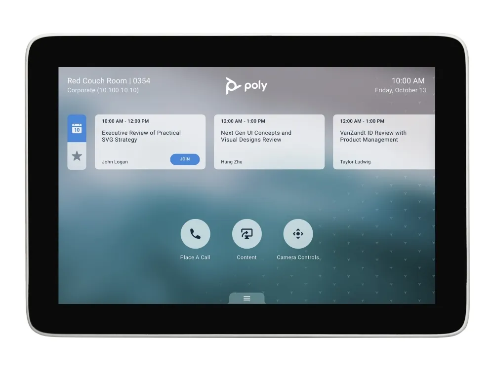 Poly TC8 - Berøringscontroller - Zoom Certified, Certified for Microsoft Teams - hvid