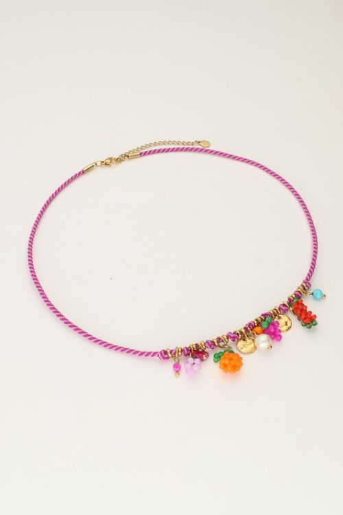 Art paarse touw ketting tutti frutti