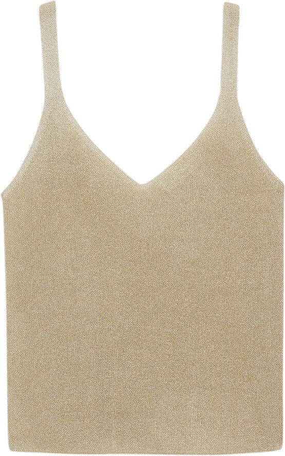 MANGO Lurex knitted top Gold