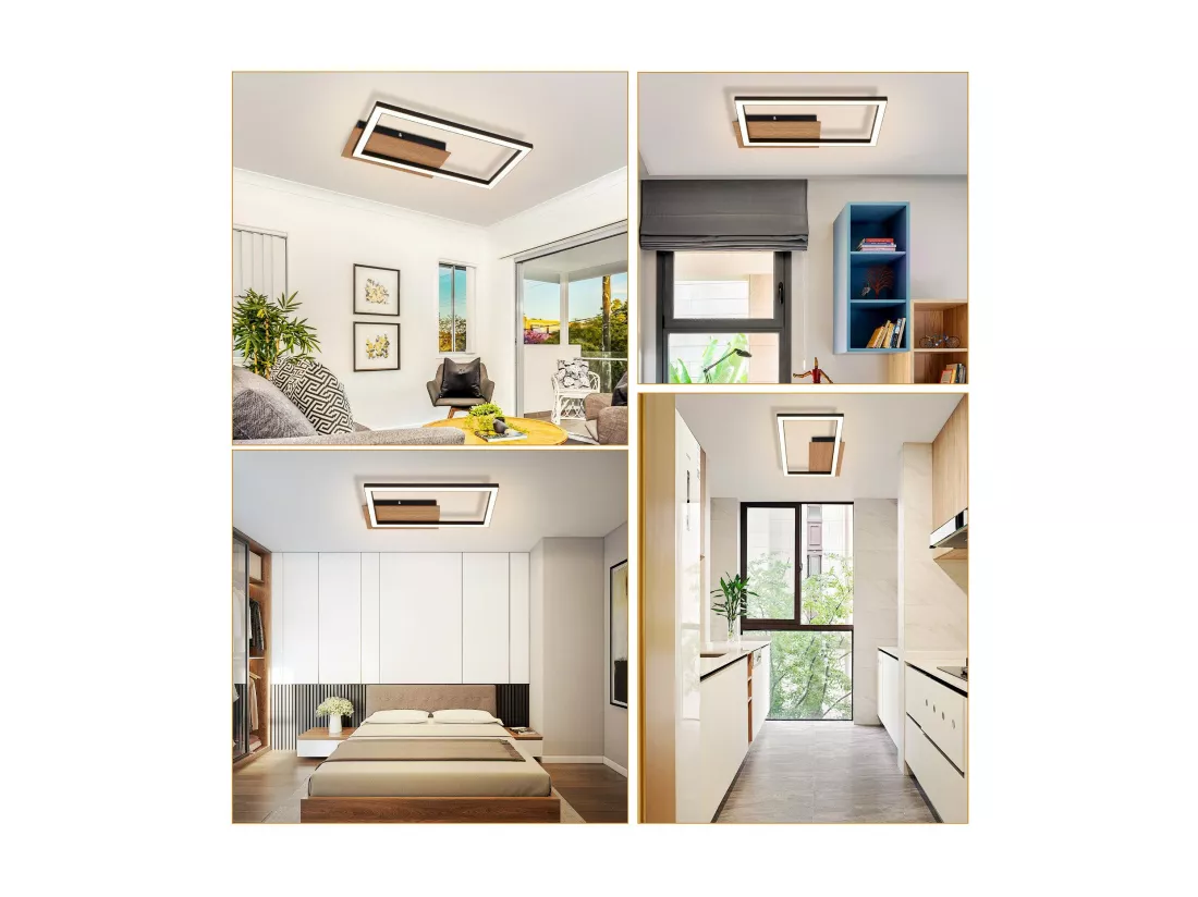 NETTLIFE plafonnier LED plafonnier moderne 12W bois 3000K