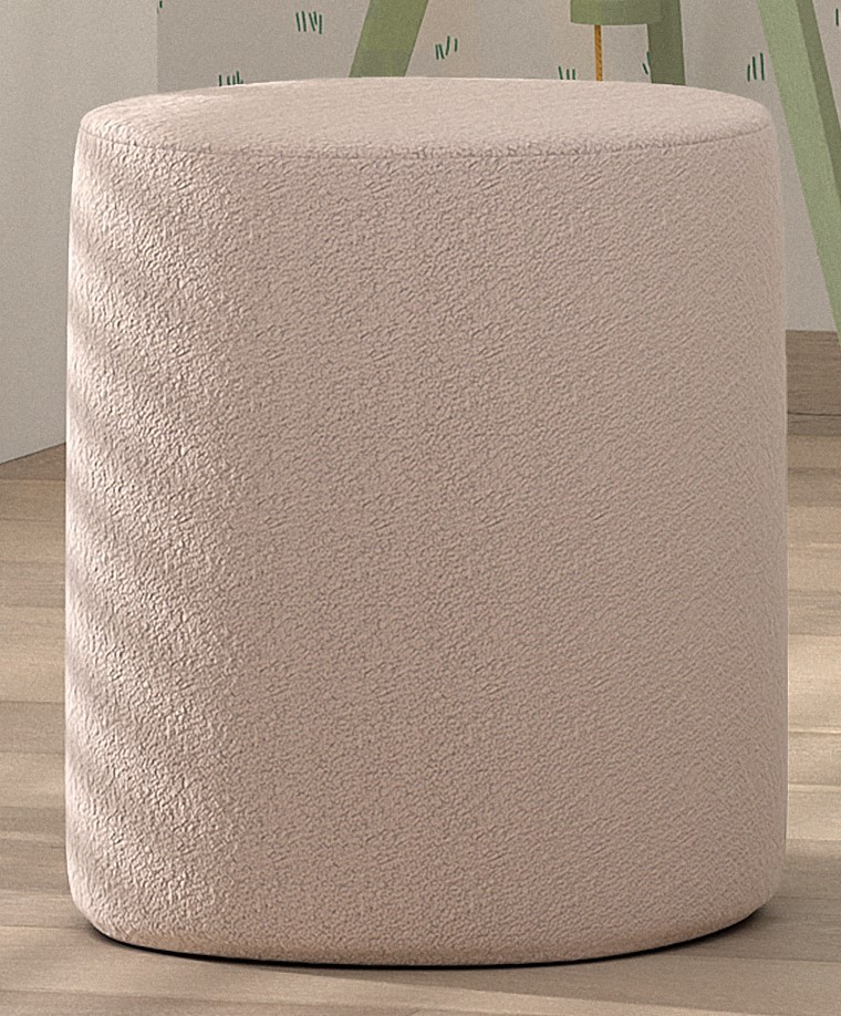 Polsterhocker-Nachttisch MOON - rosa - Bouclé Stoff - Ø 41 cm