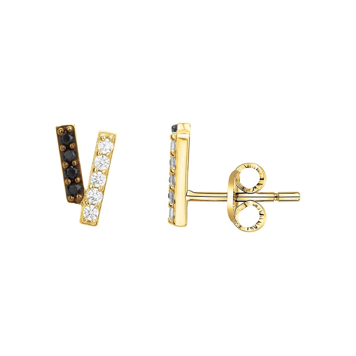 Boucles d'oreilles en Plaqué Or avec oxyde de zirconium noir