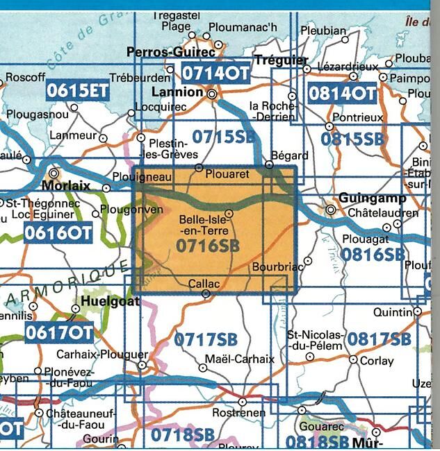 IGN - 0716 SB BELLE ISLE EN TERRE 1 25 000