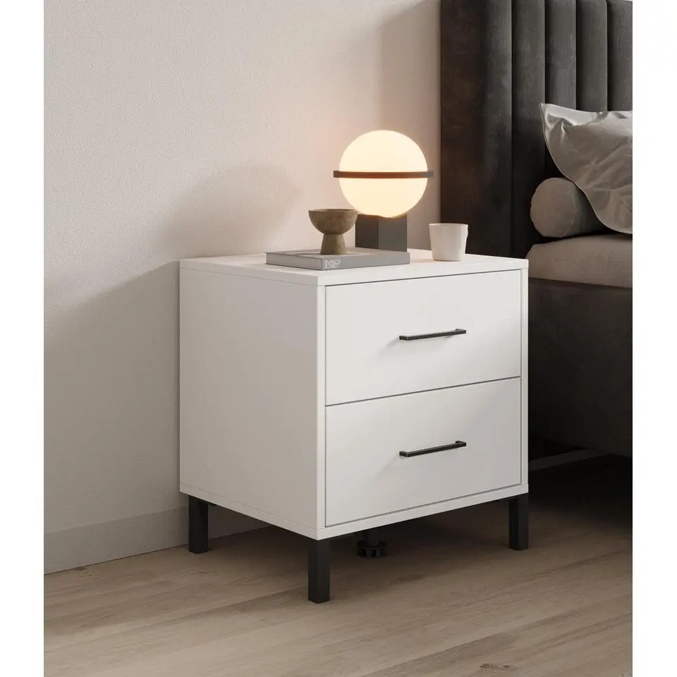 Meubella - Nachtkastje Vidor - Wit - 48 cm