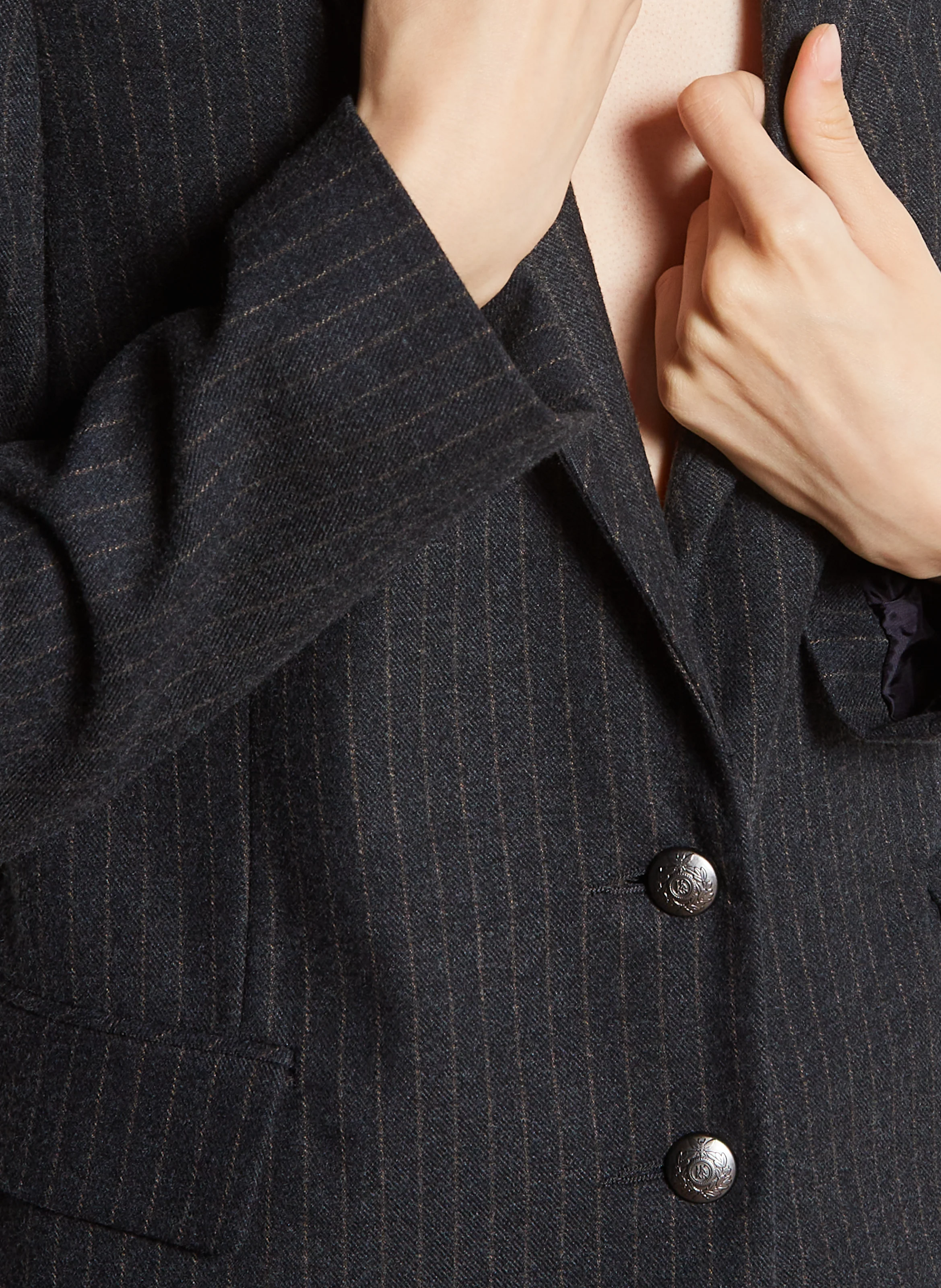 Veste tailleur cintrée à rayures | Gris