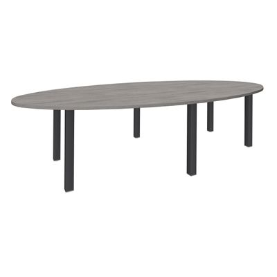Table de réunion ovale - L280 cm - Pieds exprim carbone - Plateau imitation noyer