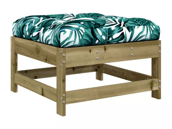 Repose-pied de jardin avec coussin bois de pin imprégné
