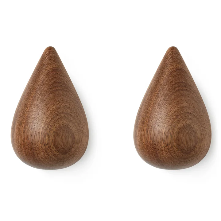 Normann Copenhagen - Dropit Wandhaken - gross, Walnuss (2er Set)