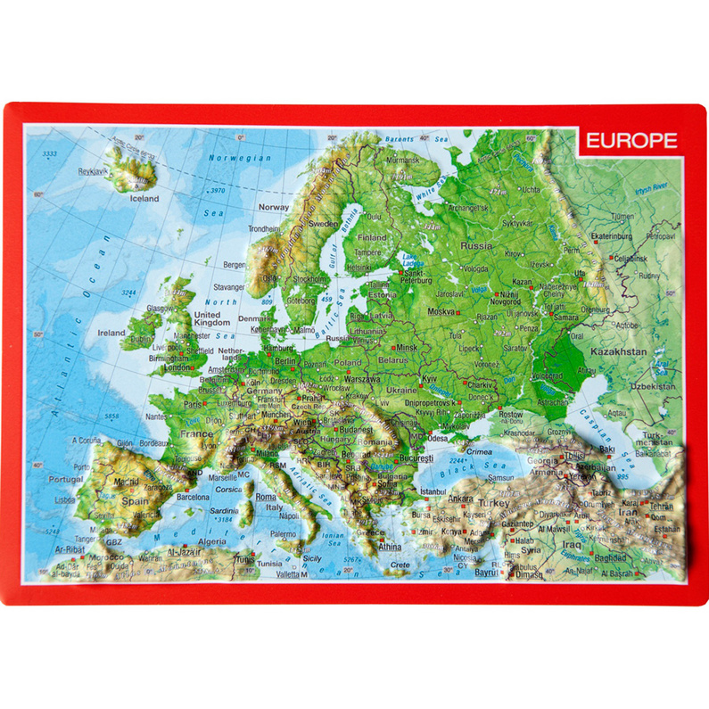 Georelief 3D Reliefpostkarte Europa