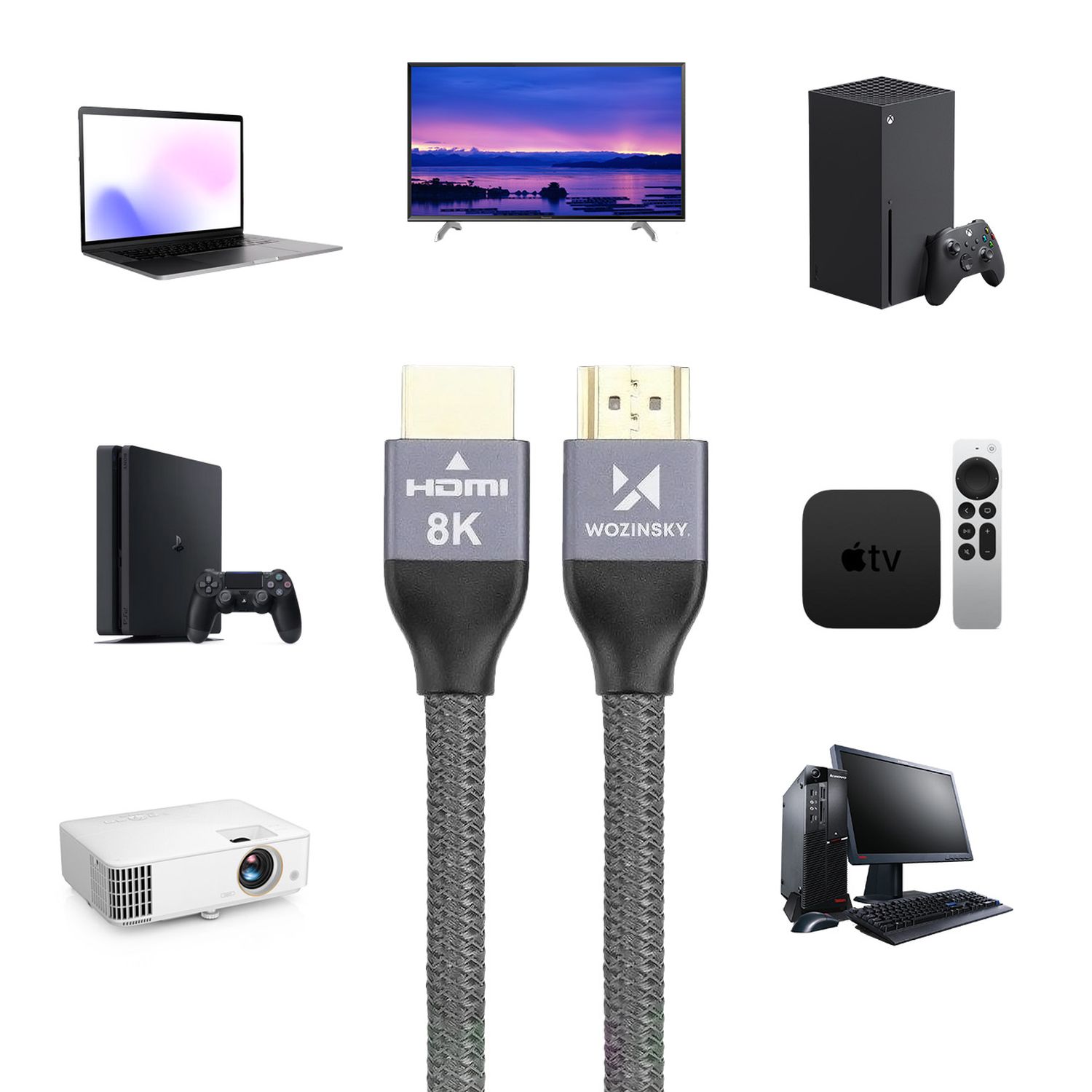 HDMI 2.1 8K 60 Hz 48 Gbps / 4K 120 Hz / 2K 144 Hz Silber 3m