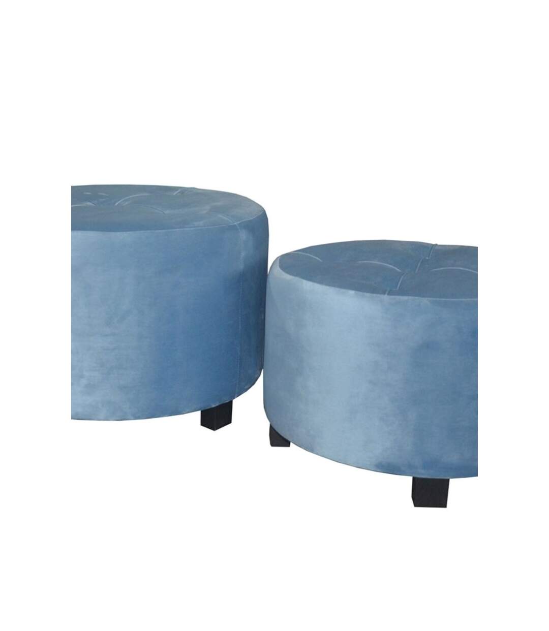 Paris Prix - Lot De 3 Poufs En Velours canaille 60cm Bleu