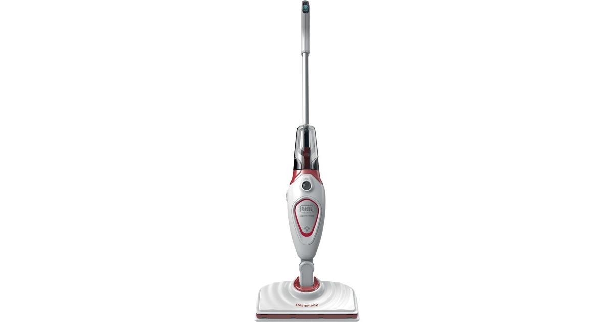 BLACK+DECKERBDS1616R 1600W steam-mop met 2 stoomdoeken stoomreiniger  (Wit/rood)