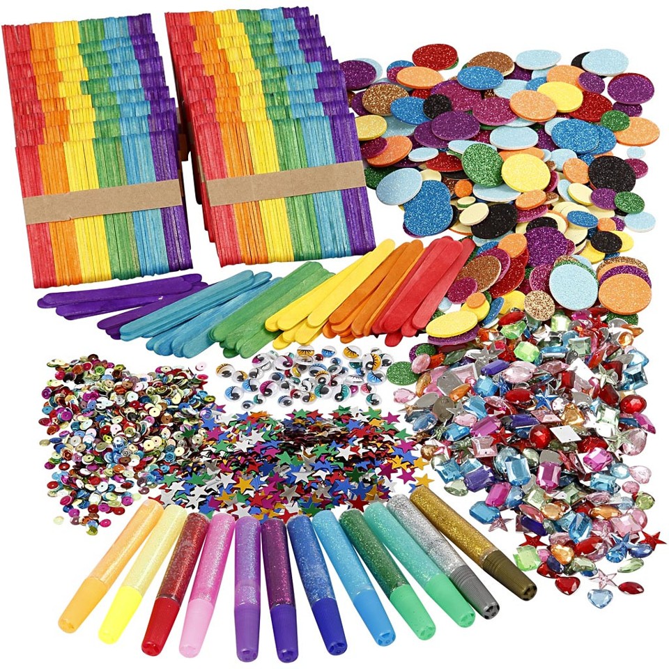 DIY Kit - Glitter, Glimmer og Træpinde Mega Sæt
