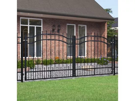 Portail et sommet de lance Noir 305x173 cm Acier enduit poudre