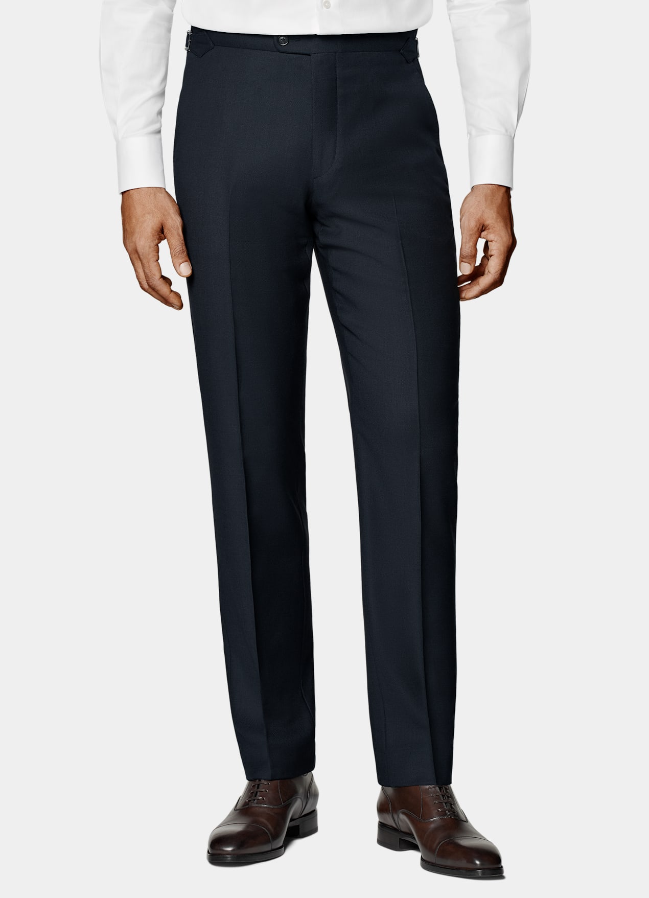 Pantalon de costume Slim Leg Straight bleu marine œil-de-perdrix