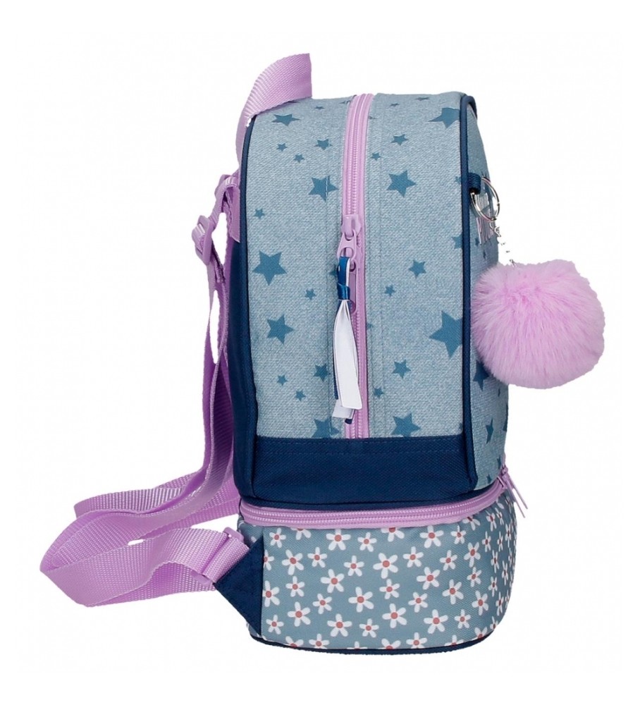 Mochila estilo Minnie da Disney 28cm com lancheira azul - 23x28x13cm -