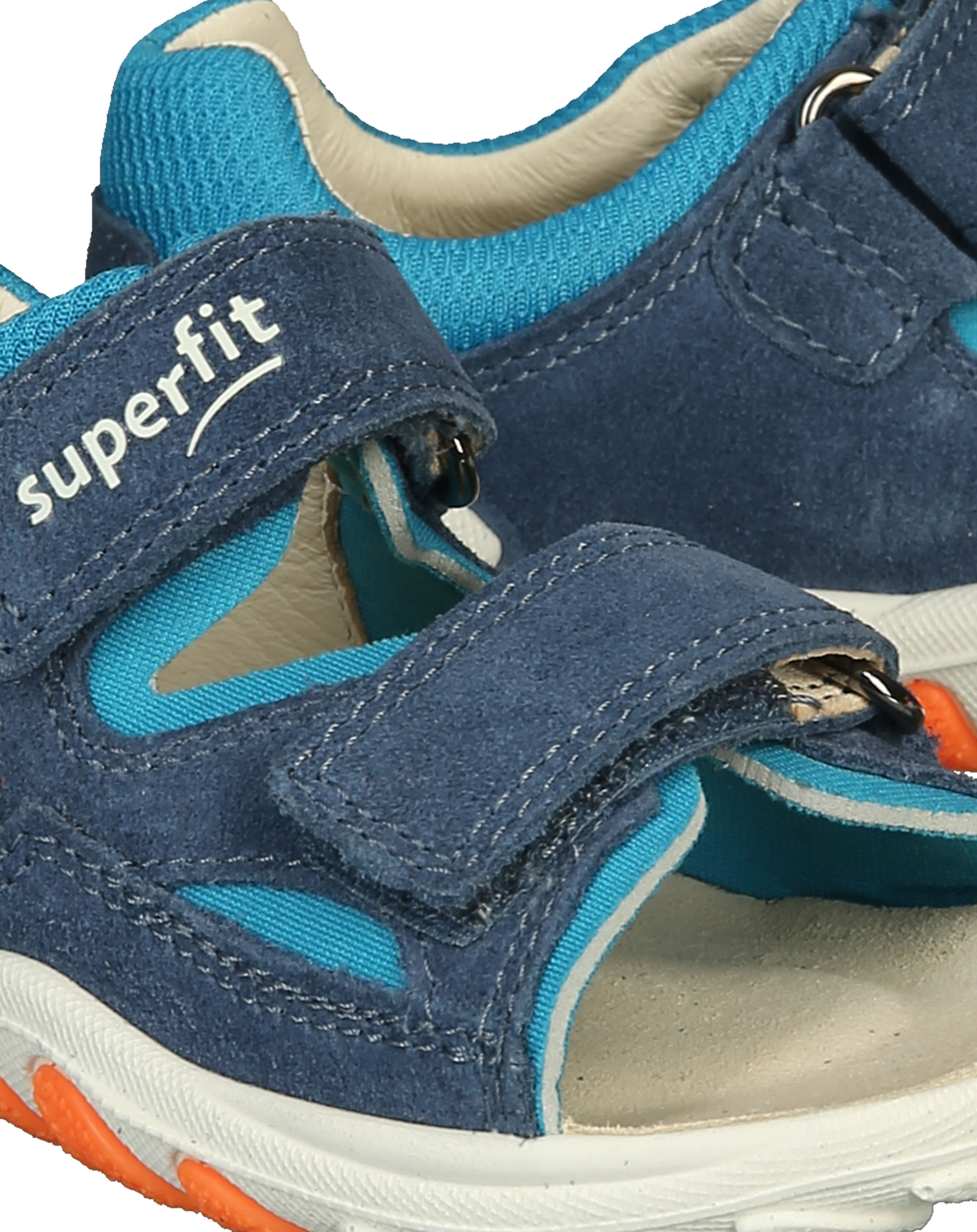 Leder-Sandale FLOW mit Klett in blau/türkis