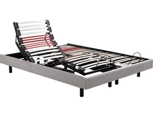 EPEDA - Sommier Electrique 2 x 90 x 200 Horizon 1820D gris clair + 2x balade équilibré