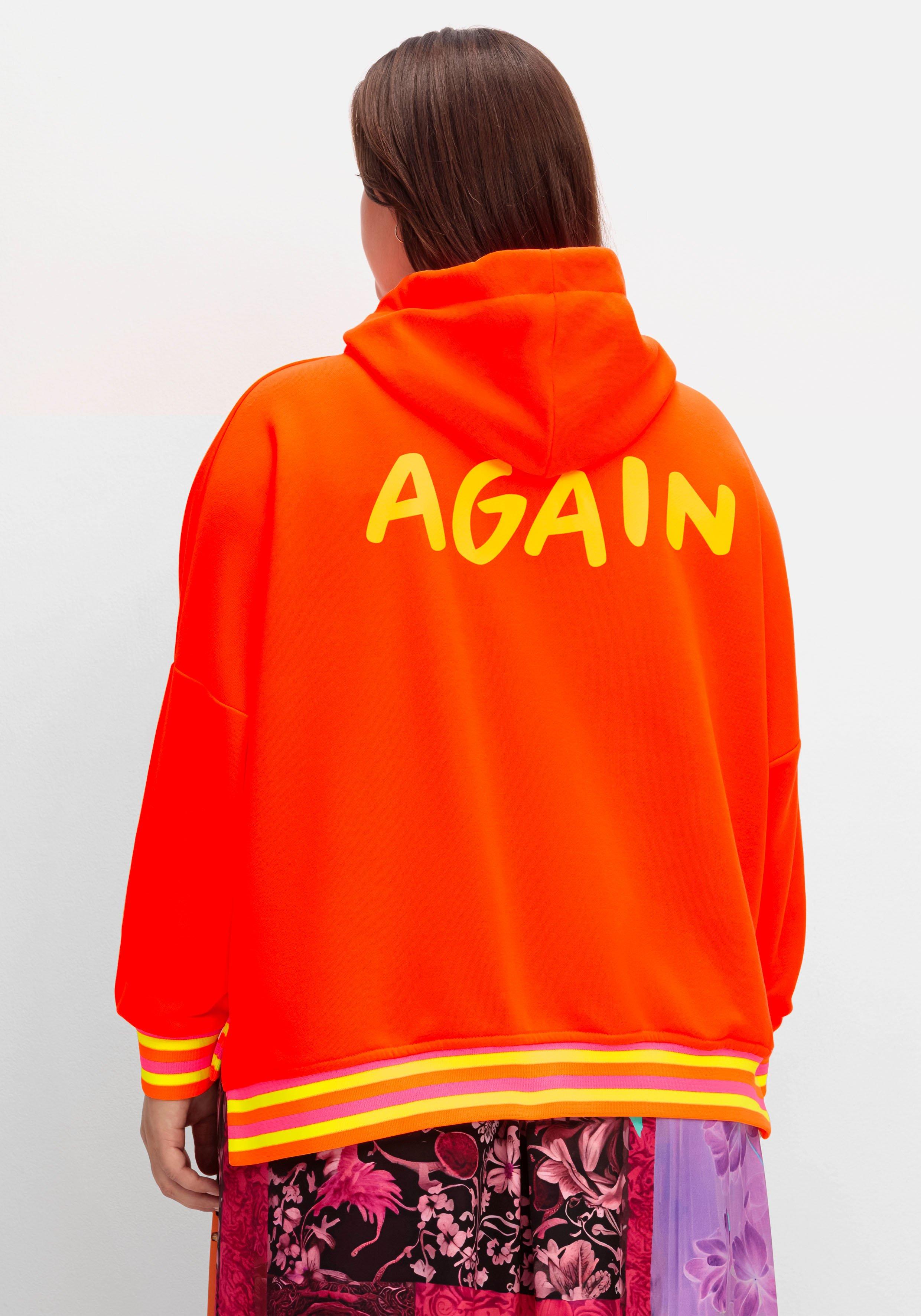 Neon-Kapuzensweatshirt mit Wordingprint