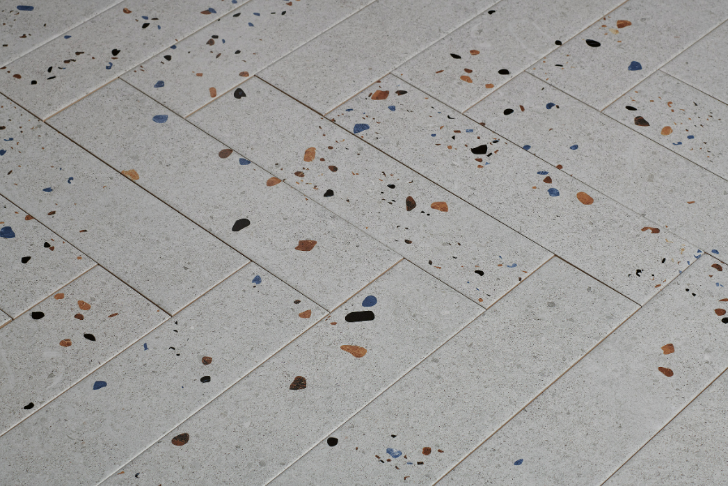 DTG Terrazzo wandtegel 7.5x30cm grijs mat