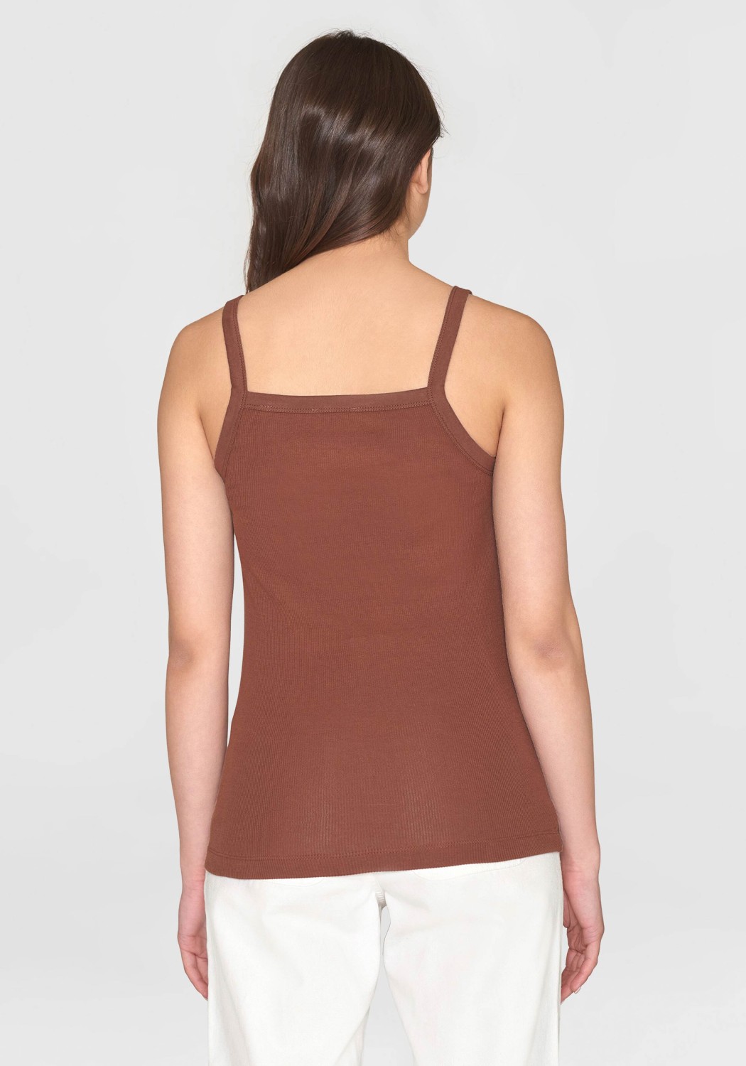 Knowledge Cotton Apparel Rib Strap Top Tiramisu