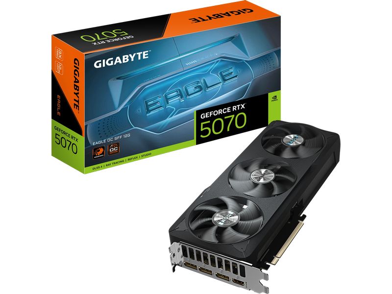 Gigabyte Grafikkarte GeForce RTX 5070 EAGLE OC SFF 12 GB Gigabyte Grafikkarte mit 12 GB GDDR7 Speicher