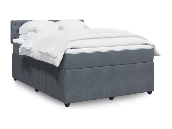 Sommier à lattes de lit et matelas Gris foncé 140x190cm Velours