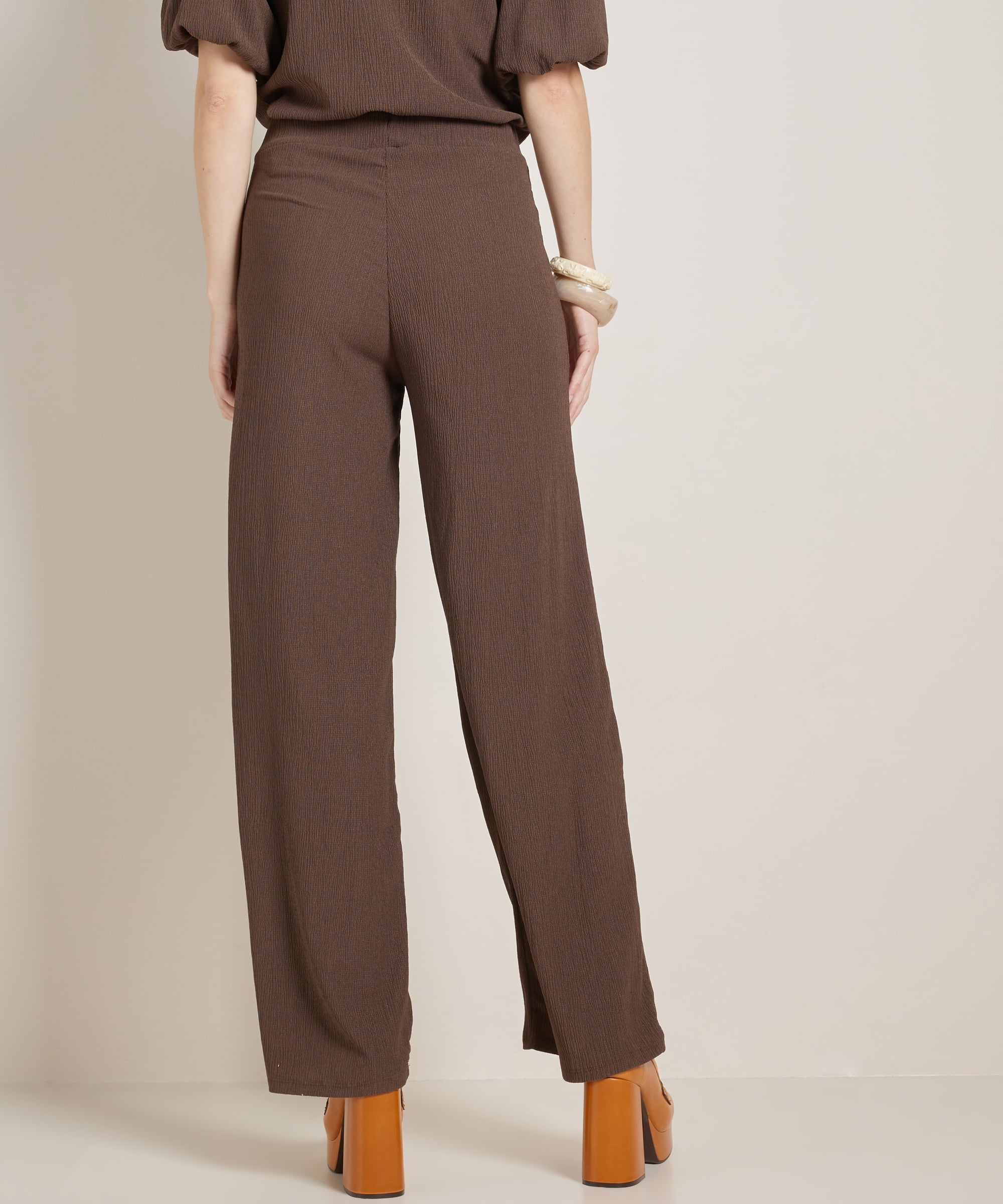 uni wide fit broek met structuur