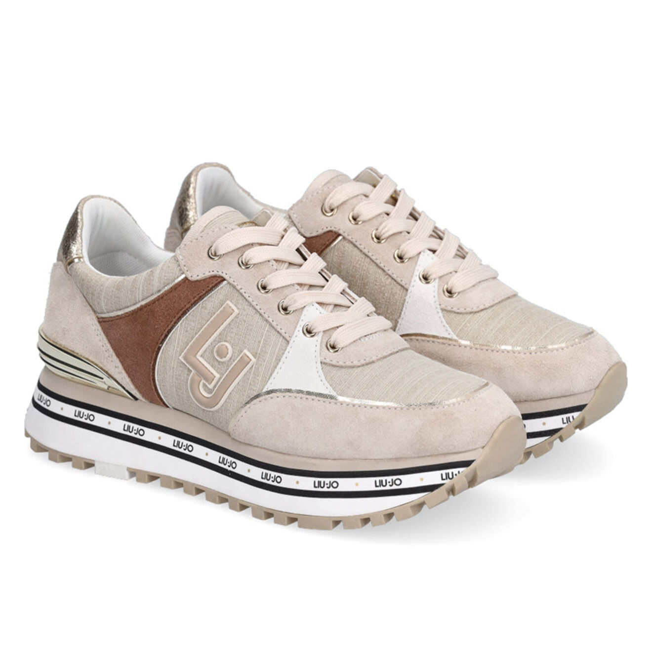 Liu-Jo Sneakers en Cuir Sand taupe/gris