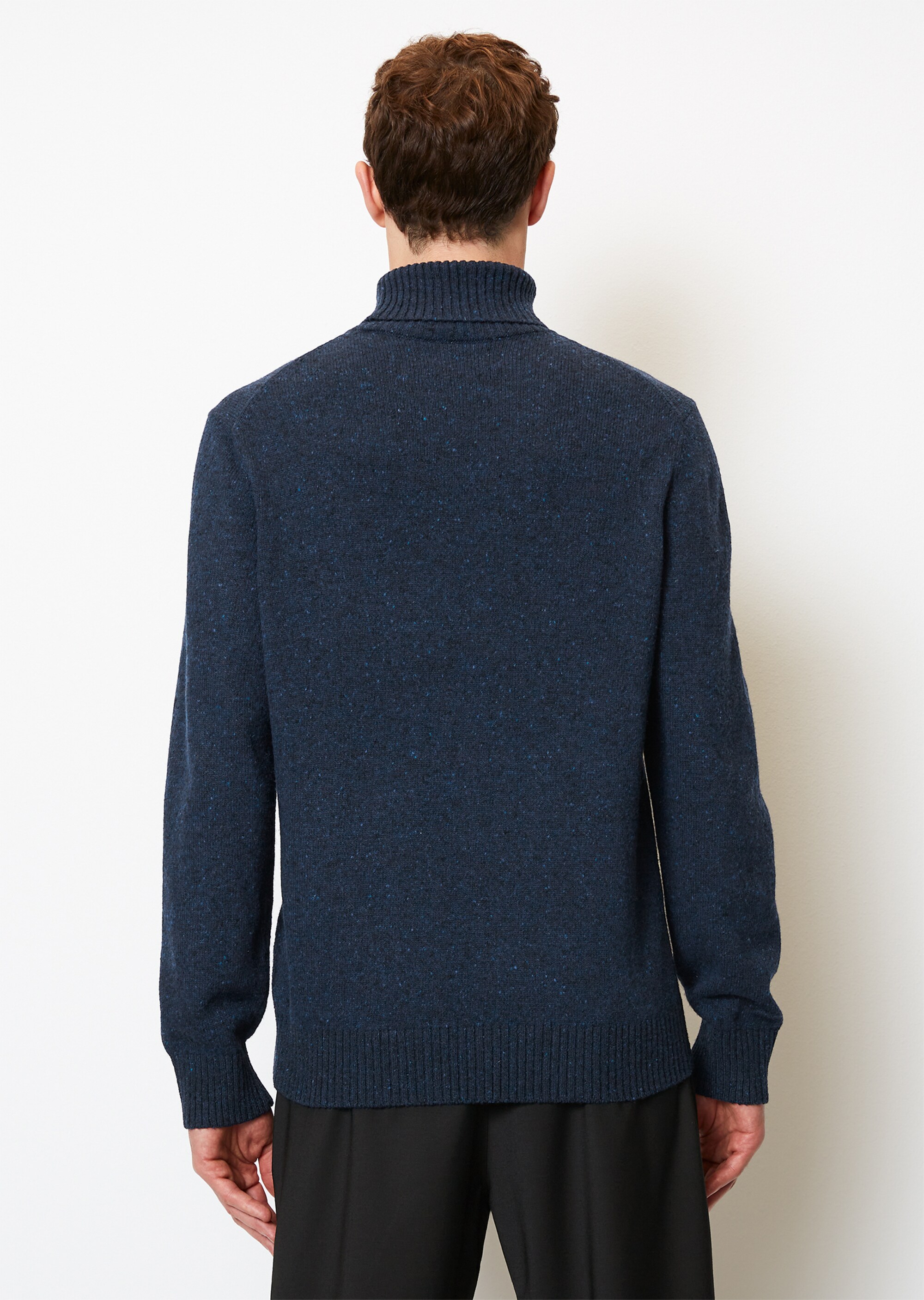 Rollkragen-Pullover regular aus gesprenkeltem Tweedgarn