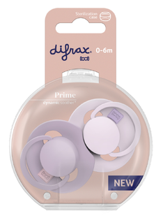 Difrax LOVI Prime Pacifier 0-6 Months - Lilac/Violet 2ST