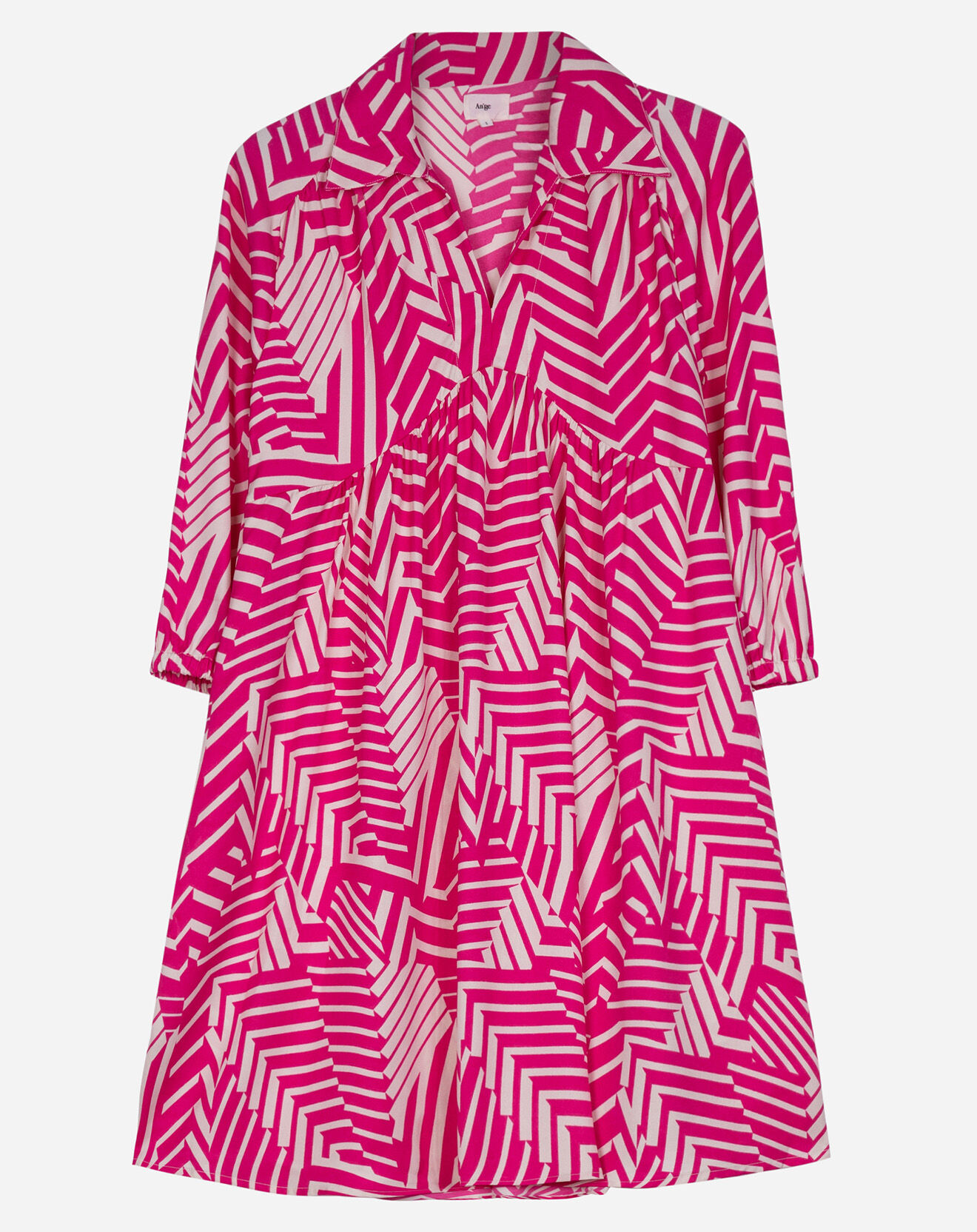 An'ge Robe courte Marina à motifs rose/écru