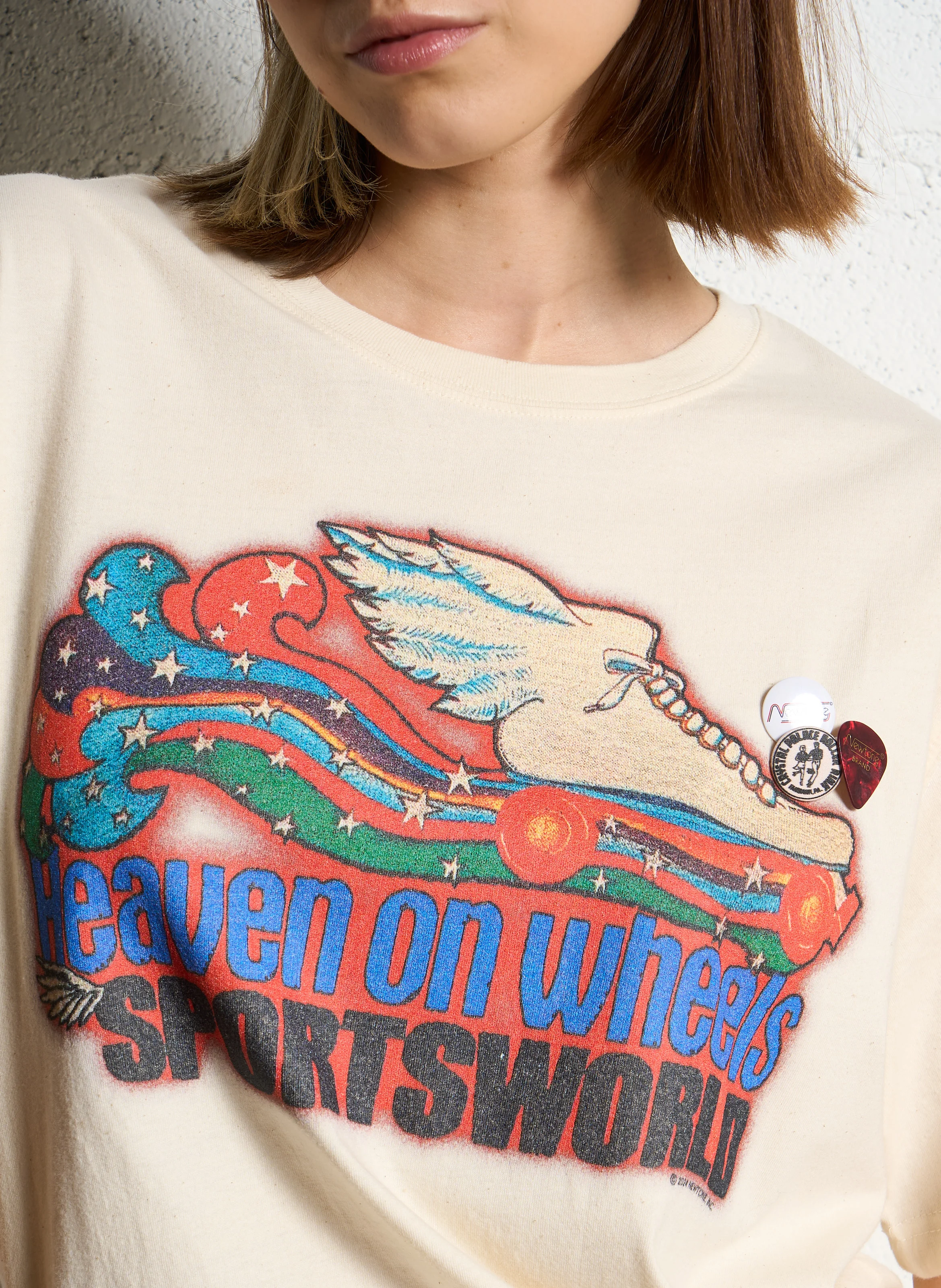 TRUCKER HEAVEN - Tee-shirt droit col rond sérigraphié en coton | Beige