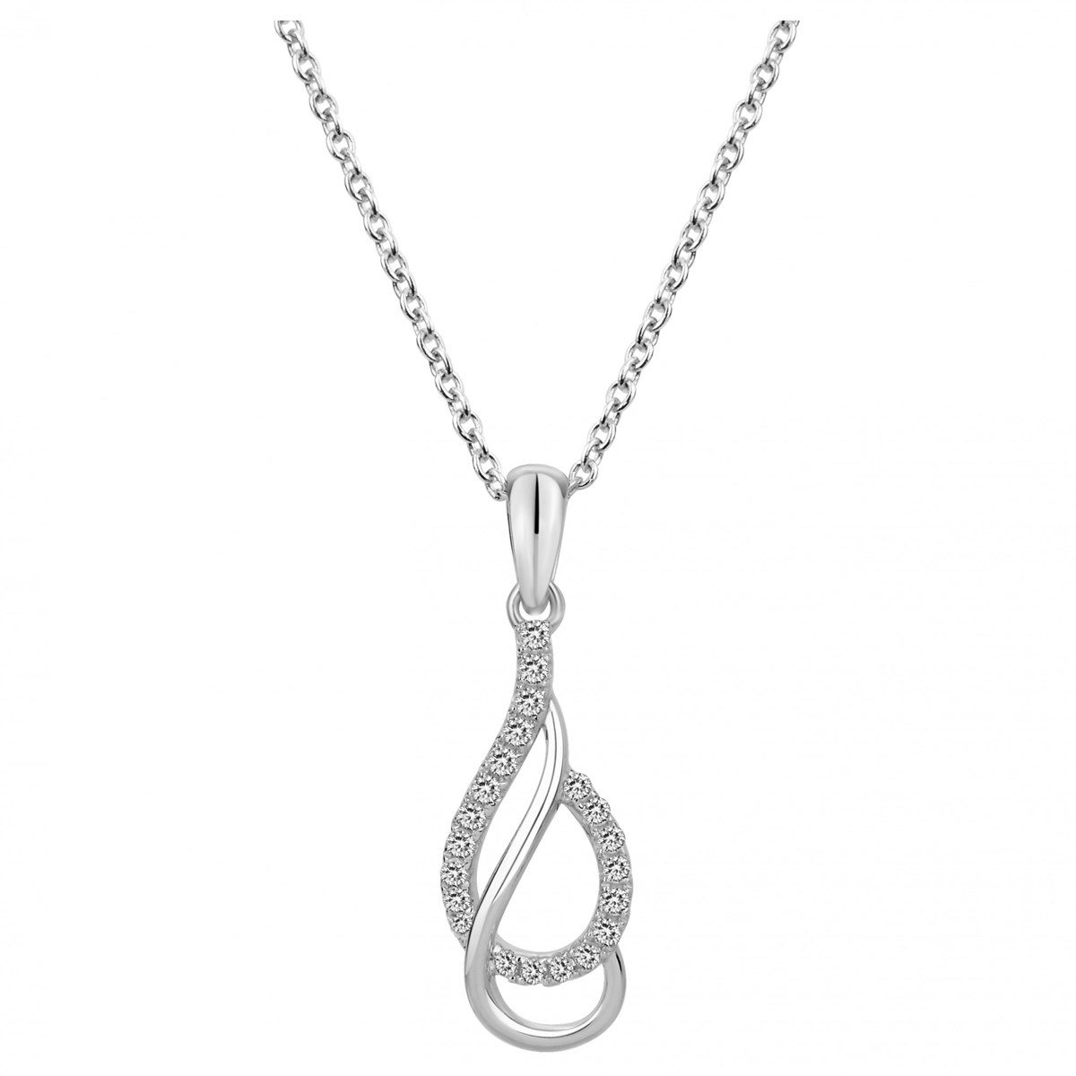 Collier mono-motif en Argent avec oxyde de zirconium blanc
