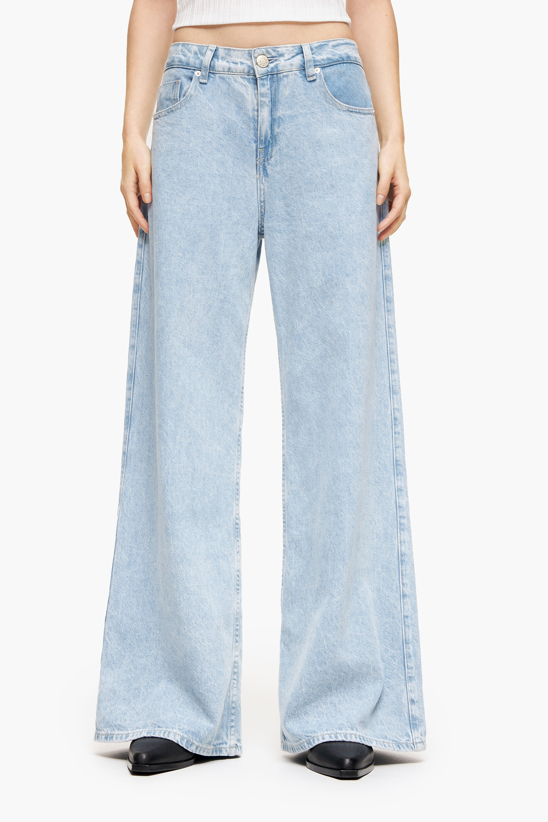 CALÇA LARGA - Calça jeans azul de perna larga
