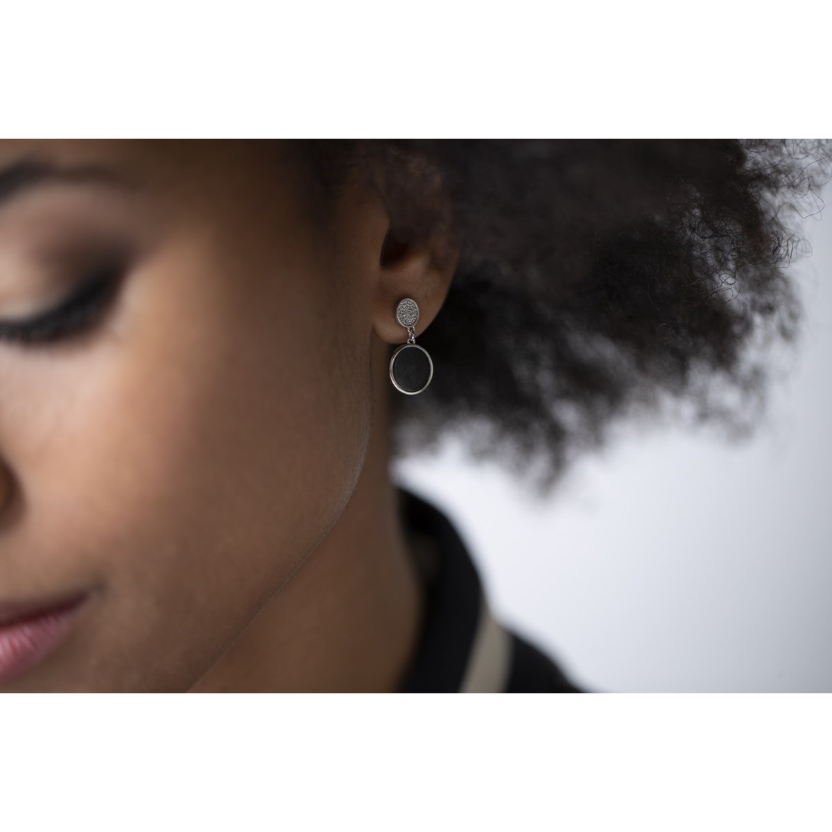 Boucles d'oreilles pendantes en Argent 925 millièmes et céramique - blanc brillant