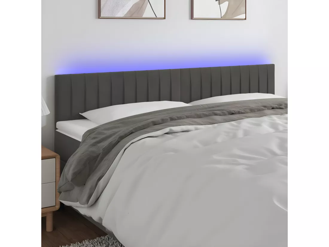 Tête de lit à LED Gris foncé 160x5x78/88 cm Velours
