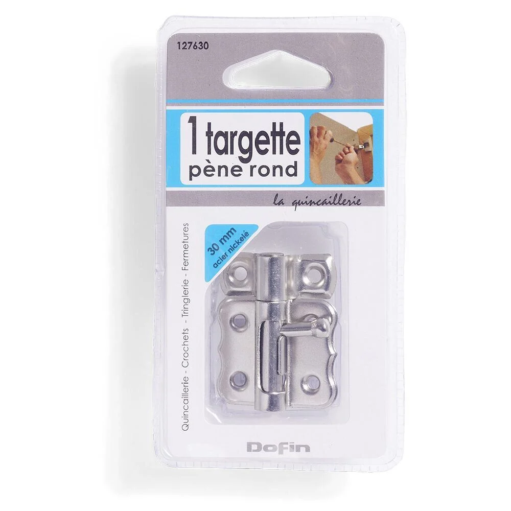 Targette à pêne rond en Acier nickelé - 30 mm