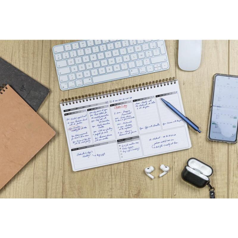 My.weekly.planner Age Bag cahier reliure intégrale en-tête 29,7x17 cm 120 pages détachables Semainier de bureau non daté et réglure DOT au verso - Tabac