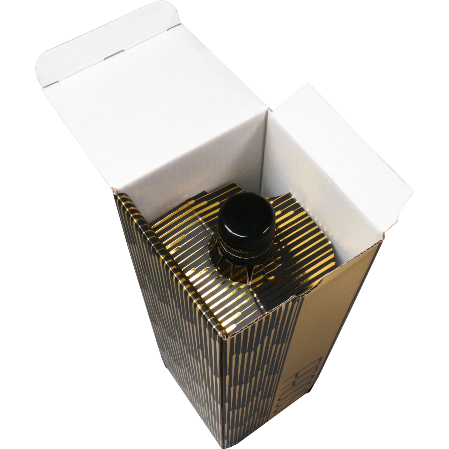 Flesdoos, Proost, kraftpapier + PE, 1 fles, 95x95x330mm, zwart/goud