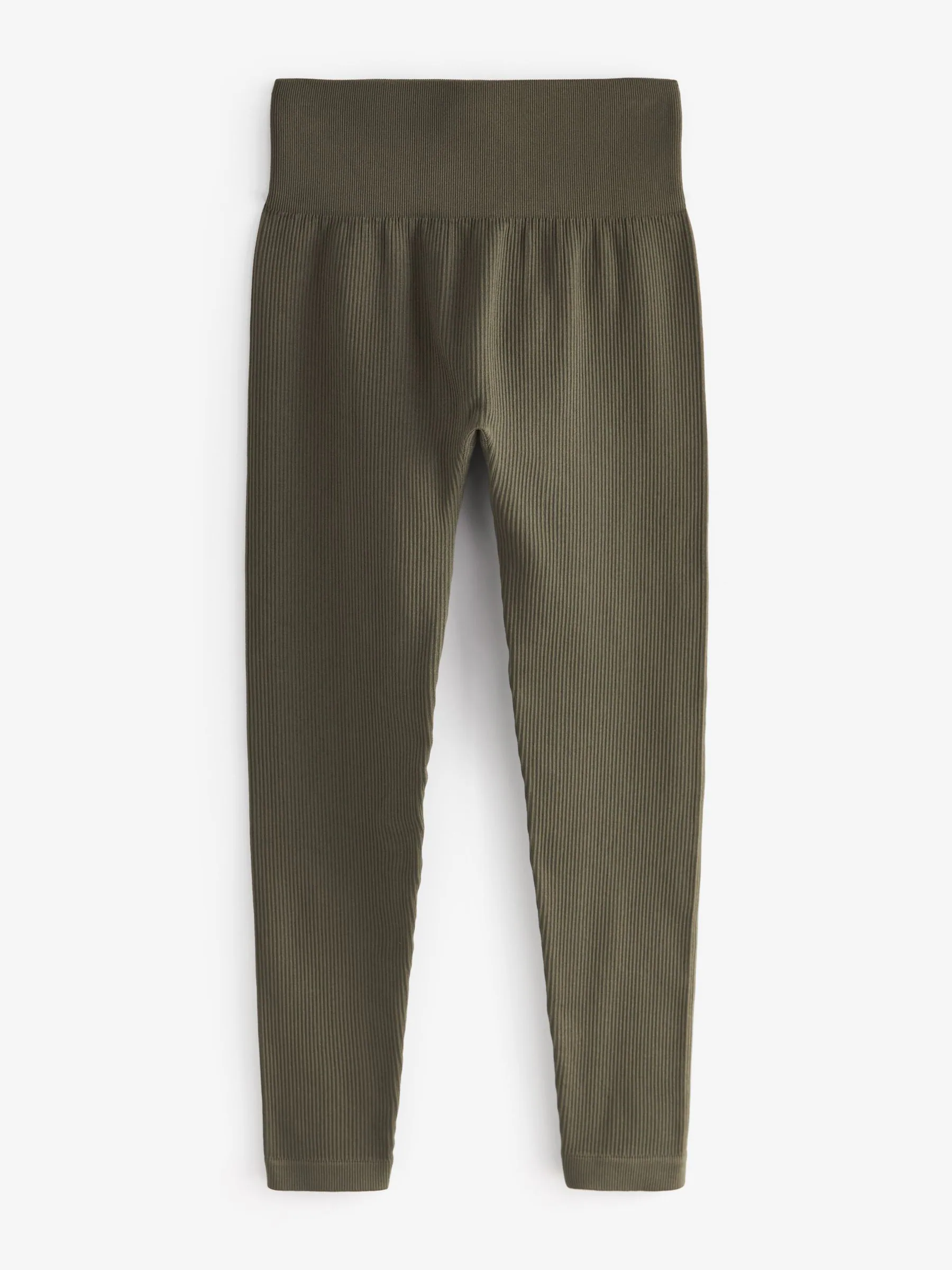 Kakigroen - Geribbelde naadloze legging met hoge taille