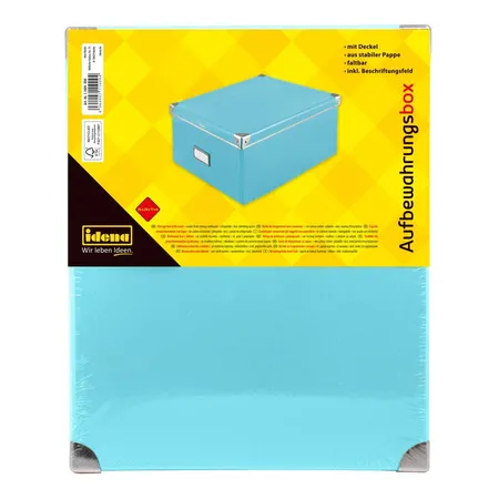 Idena Box türkis FSC-Rec mit Deckel, 36 x 28 x 17 cm